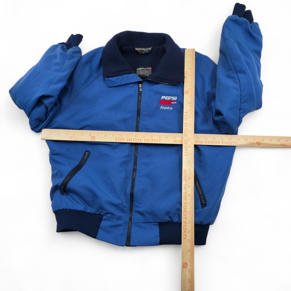 VTG Pepsi Alaska Jacket Polar Fleece Lined Sportsmaster USA Made Retro Blue L - Picture 7 of 8
